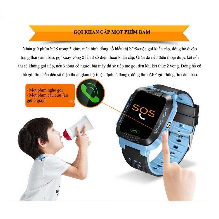 Đồng hồ định vị trẻ em E5 GPS (Hỗ trợ tiếng Việt) - Xanh