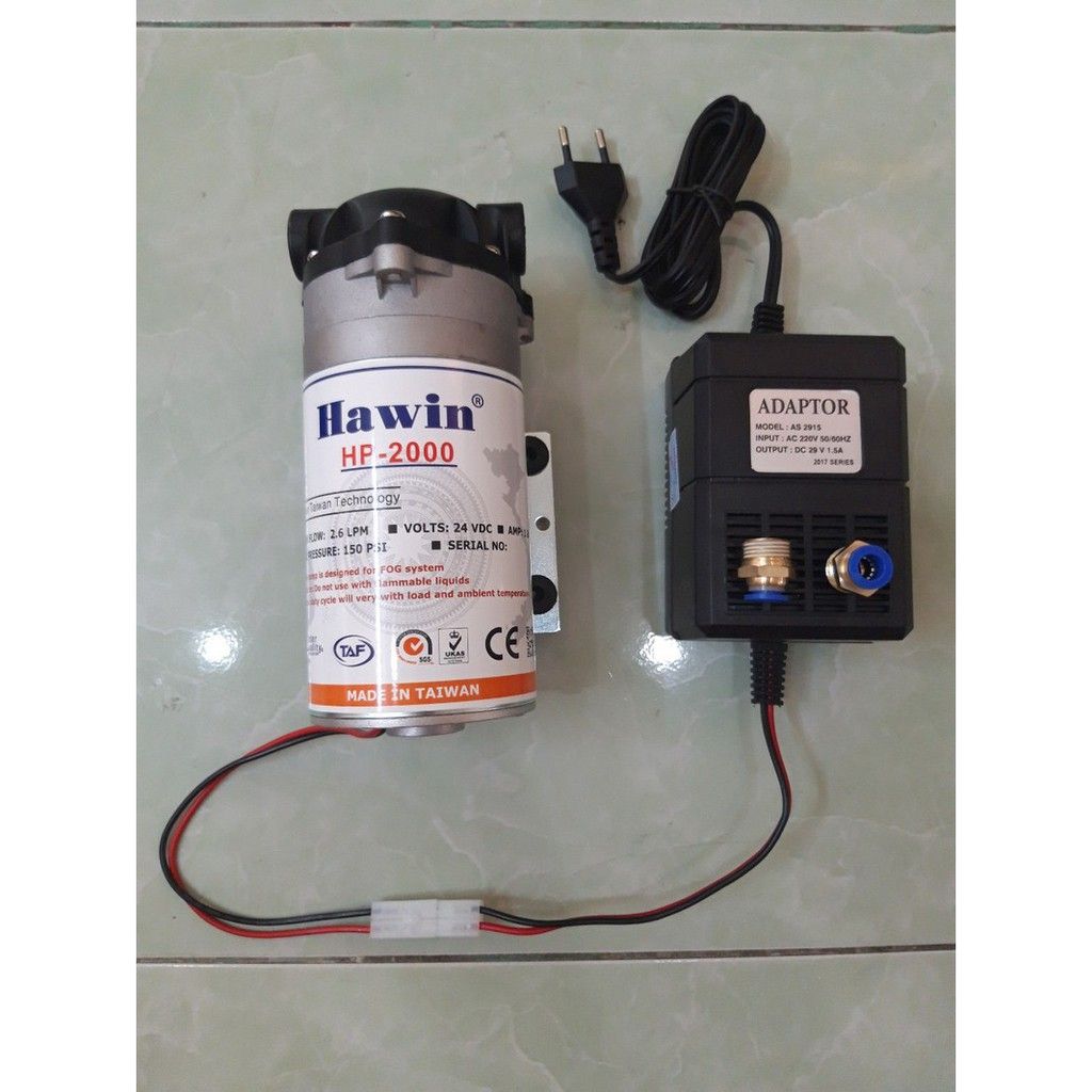 Bơm phun sương Hawin HP 2000 chính hãng - 2.6 LPM (Hỗ trợ 30 - 50 Béc)