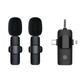Bộ 2 mic Mic Thu Âm Micro Không Dây Cài Áo s17 đa năng cổng 3,5mm type-c và lightning