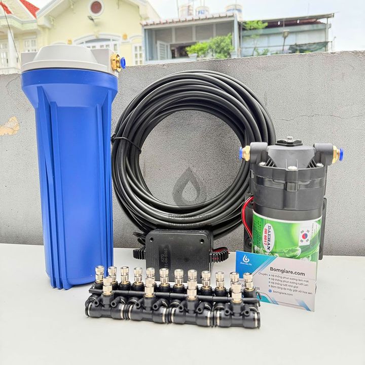 Hệ thống phun sương 10 béc phun - Bơm Hàn Quốc 6017 chọn Bộ
