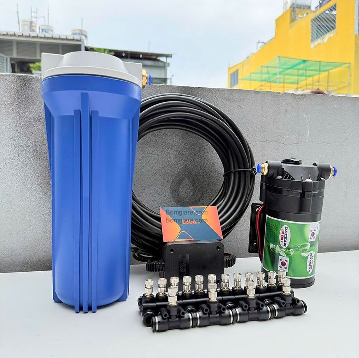 Hệ thống phun sương 20 béc phun - Bơm Hàn Quốc 6017 trọn Bộ