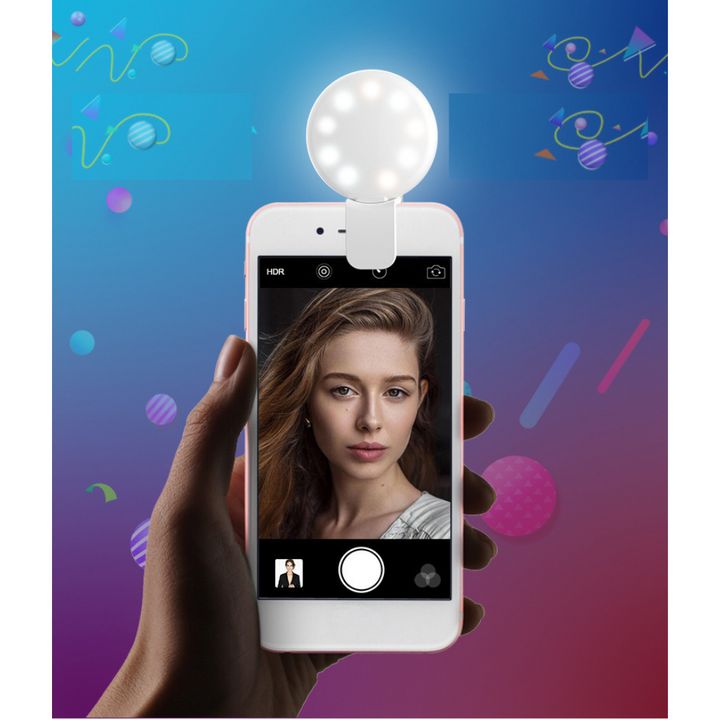 Đèn LED hỗ trợ chụp ảnh selfie là một chiếc đèn vòng tự sướng điện thoại mini nhẹ