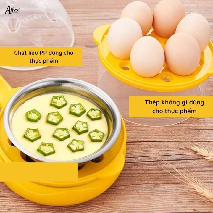 Hấp trứng 2 tầng có nắp ALIZZ AL-14504 – tiện lợi