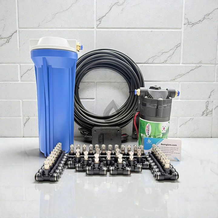 Hệ thống phun sương 15 béc phun - Bơm Hàn Quốc 6017 chọn Bộ
