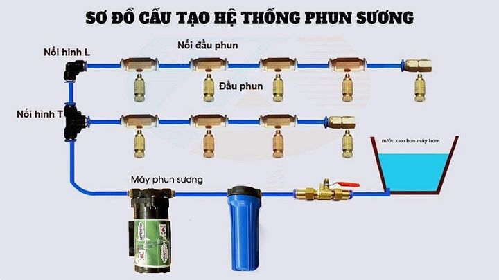 Hệ thống phun sương 15 béc phun - Bơm Hàn Quốc 6027 chọn Bộ