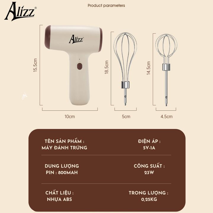 Máy Đánh Trứng Trộn Bột 2 Đầu ALIZZ Mini AL-13643