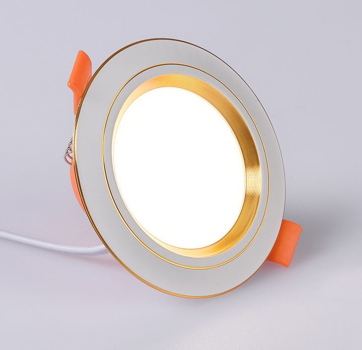 Đèn Led Âm Trần 3 Màu 7w Viền Vàng