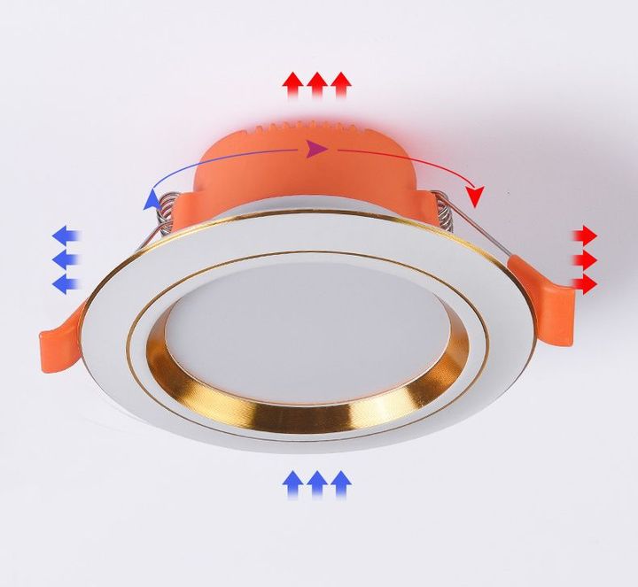 Đèn Led Âm Trần 3 Màu 7w Viền Vàng