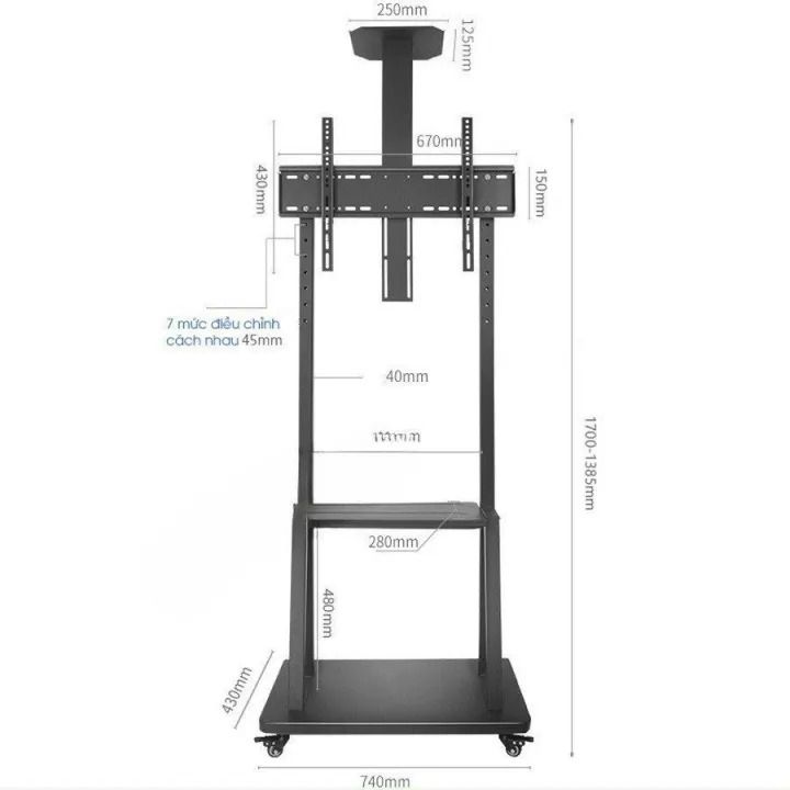 Giá treo tivi di động E1950 hỗ trợ 32 - 75 inch