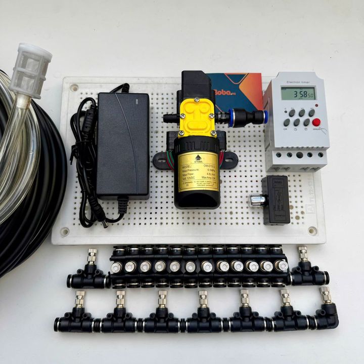Hệ thống bộ phun sương tự động 20 béc bơm OM1521 + timer hẹn giờ