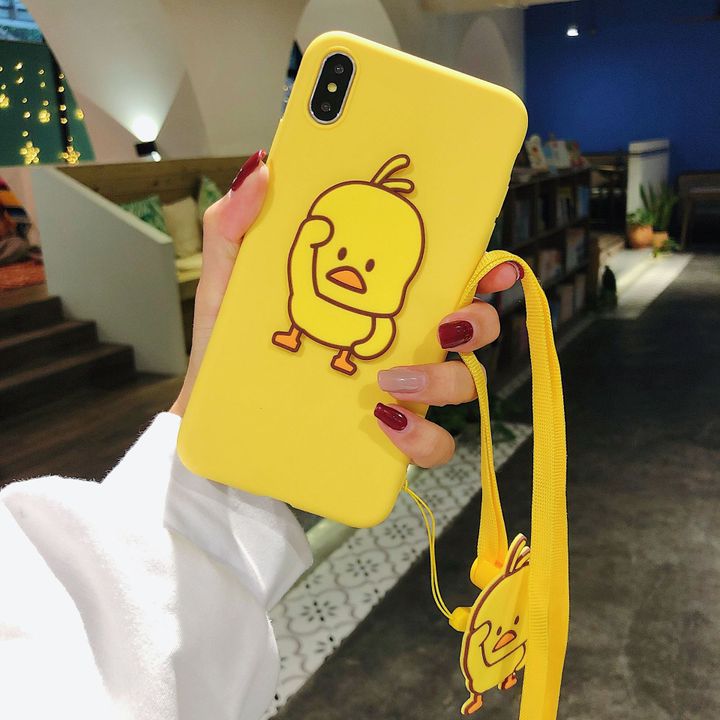 Ốp lưng điên thoại hình con vịt có dây đeo