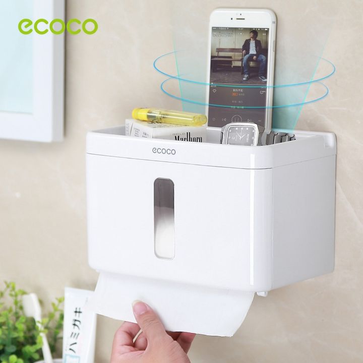 Hộp đựng giấy vệ sinh có kệ đựng điện thoại Ecoco