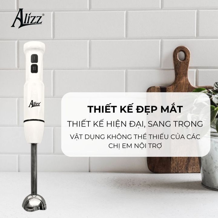 Máy Xay Sinh Tố Xay Thịt Cầm Tay Thân Trắng Nút Bấm Đen ALIZZ AL-9002