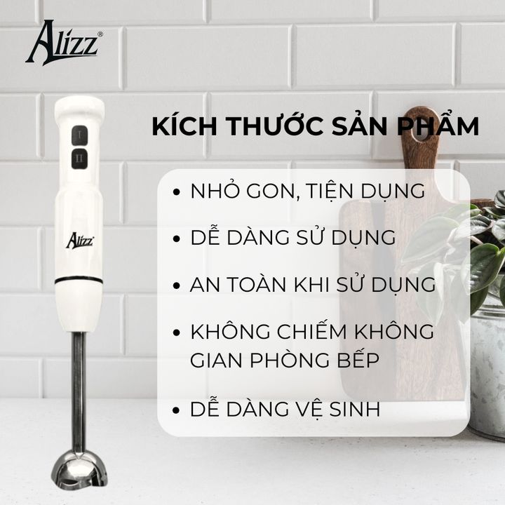 Máy Xay Sinh Tố Xay Thịt Cầm Tay Thân Trắng Nút Bấm Đen ALIZZ AL-9002