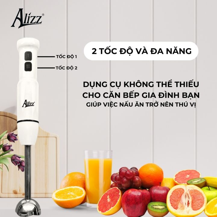 Máy Xay Sinh Tố Xay Thịt Cầm Tay Thân Trắng Nút Bấm Đen ALIZZ AL-9002