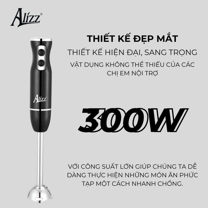 Máy Xay Sinh Tố Xay Thịt Cầm Tay Thân Đen ALIZZ AL-8009