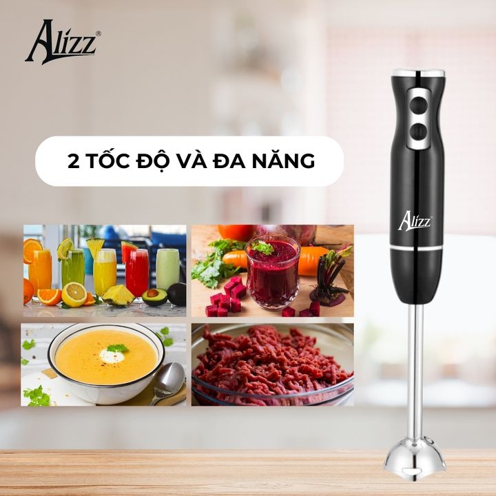 Máy Xay Sinh Tố Xay Thịt Cầm Tay Thân Đen ALIZZ AL-8009