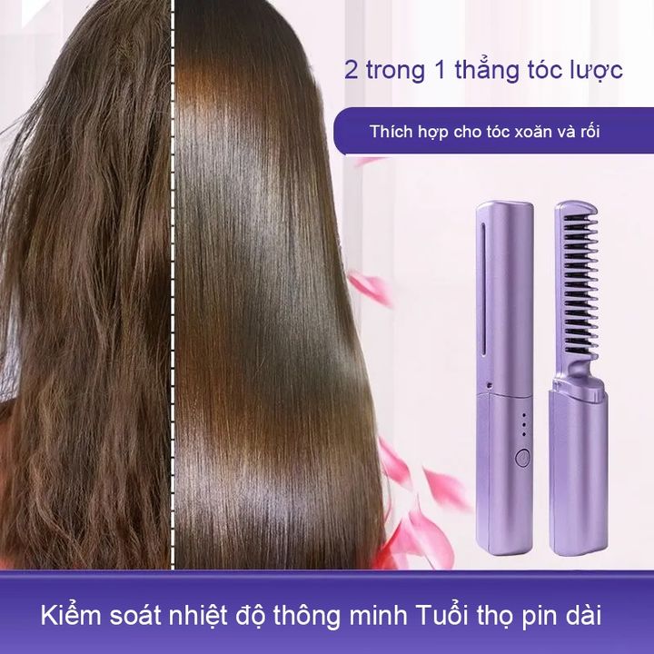 Lược Điện Chải Thẳng Tóc Mini Không Dây Đa Năng