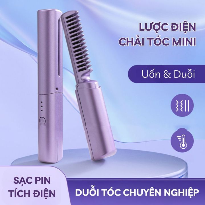 Lược Điện Chải Thẳng Tóc Mini Không Dây Đa Năng