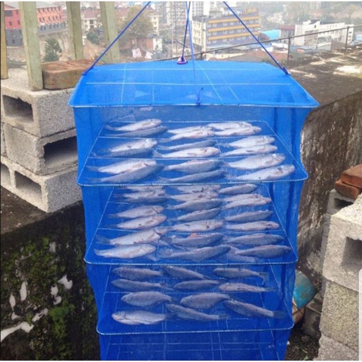 Lồng lưới phơi khô thực phẩm phơi cá chống côn trùng treo 4 tầng có thể xếp gọn