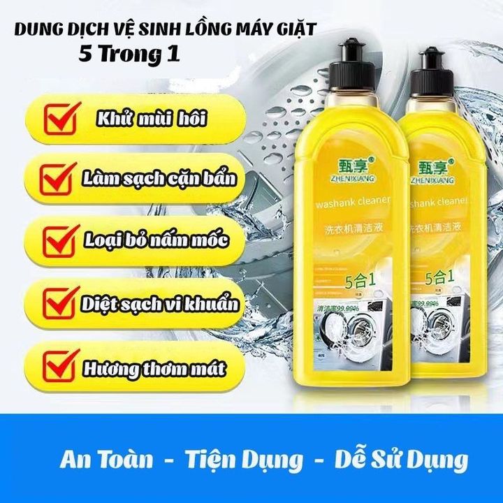 Dung Dịch Vệ Sinh Lồng Máy Giặt Màu Vàng 5 trong 1