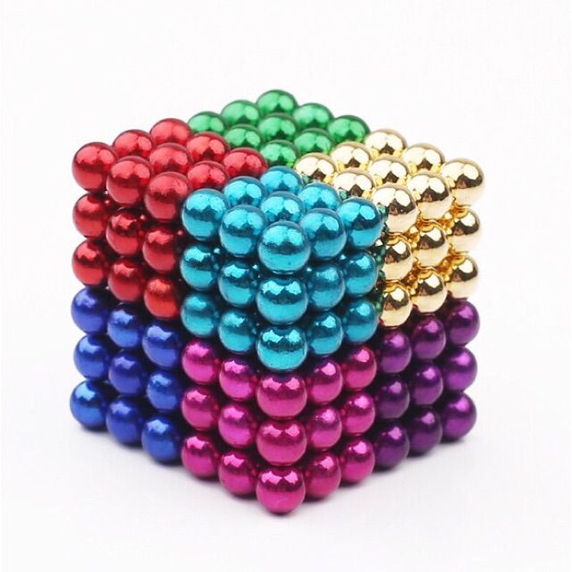 Đồ chơi bi nam châm xếp hình thông minh màu 5mm 216 viên 6 màu