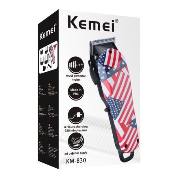 Tông đơ cắt tóc chuyên nghiệp Kemei 830 màu cờ nước Mỹ