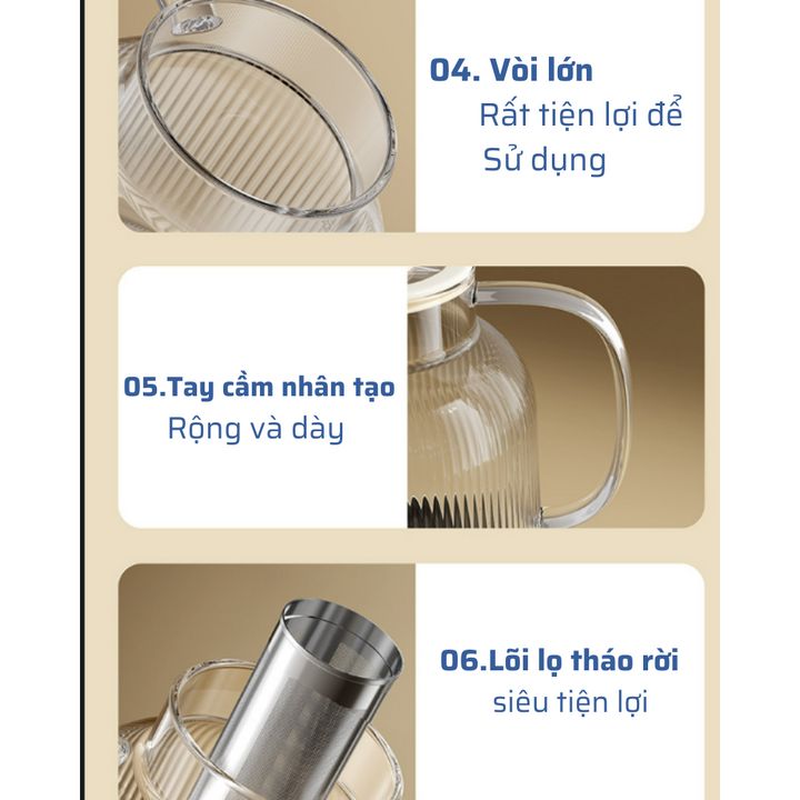 Bình đun nước ấm thủy tinh OIDIRE ODI-HC01