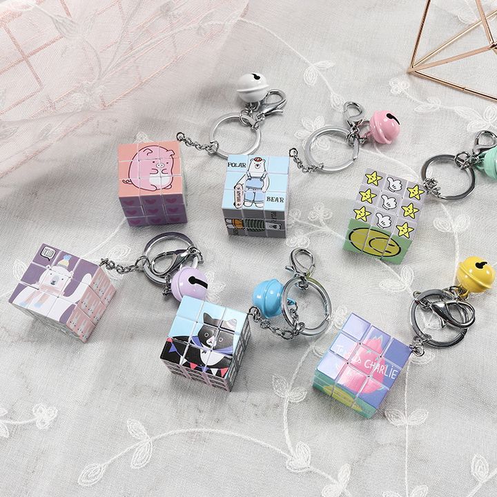 Móc khóa rubik hoạt hình có chuông