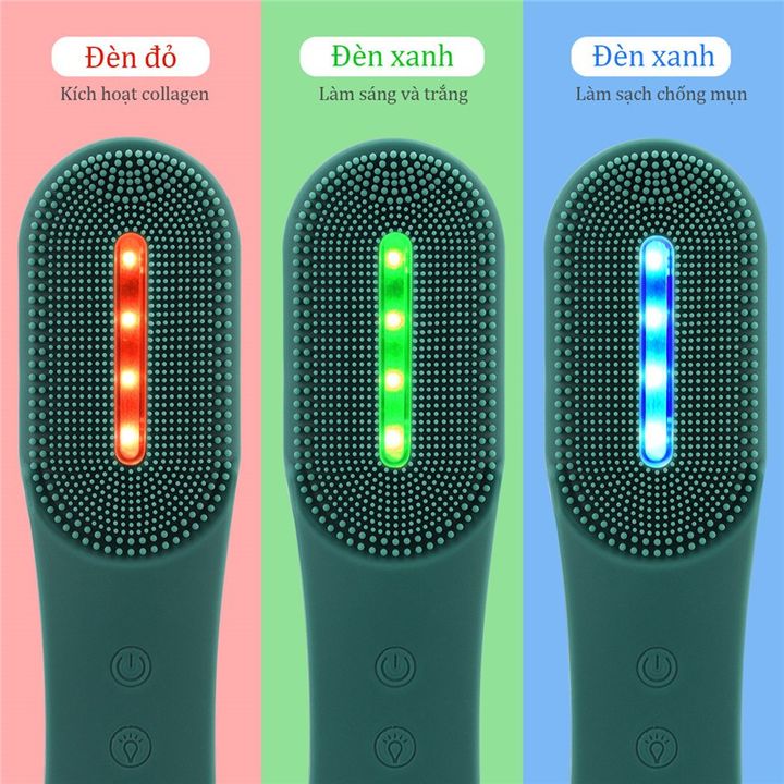 Máy massage rửa mặt silicon mini không dây tích hợp đèn LED