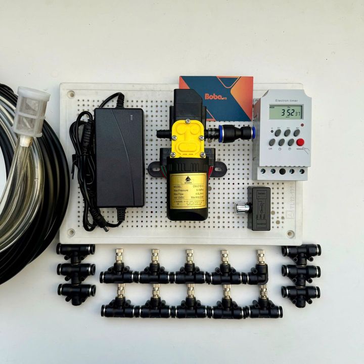Hệ thống bộ phun sương tự động 25 béc bơm OM1521 + timer hẹn giờ