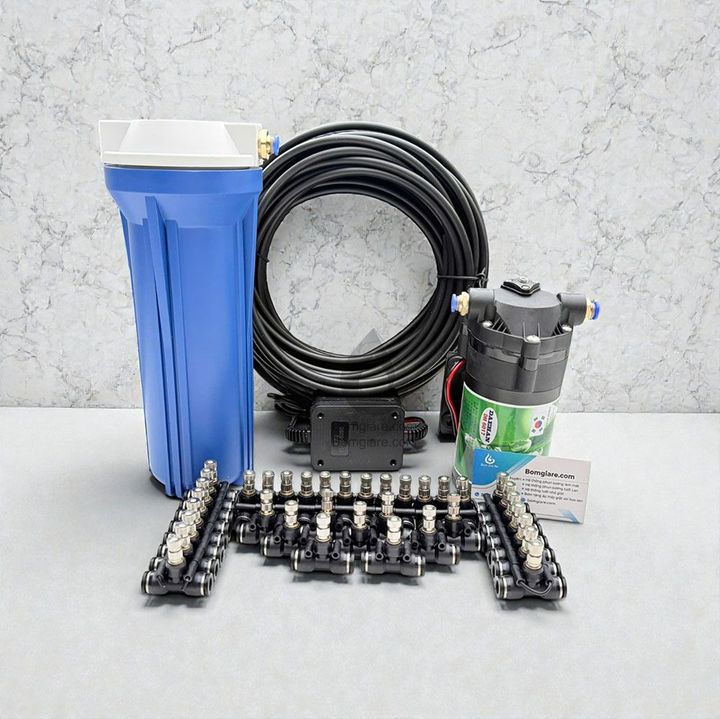 Hệ thống phun sương 30 béc phun - Bơm Hàn Quốc 6027 trọn Bộ