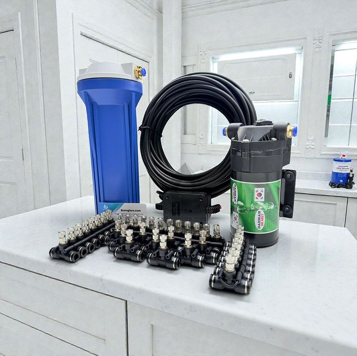 Hệ thống phun sương 30 béc phun - Bơm Hàn Quốc 6027 trọn Bộ