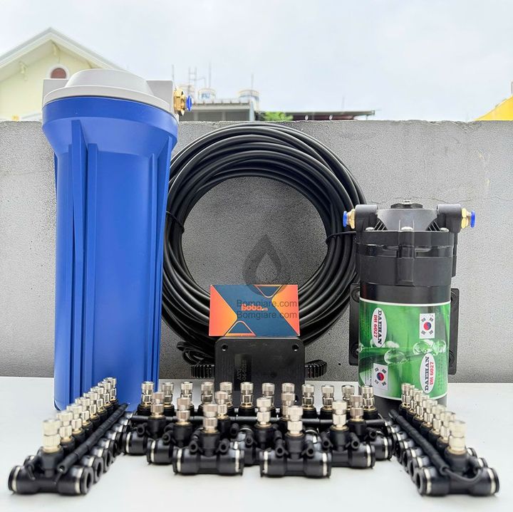 Hệ thống phun sương 30 béc phun - Bơm Hàn Quốc 6027 trọn Bộ