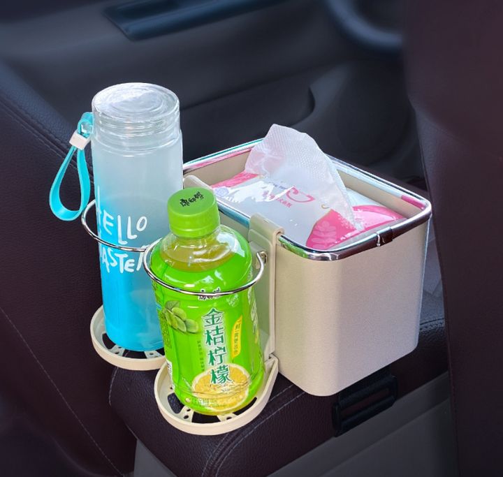 Hộp đựng vật dụng, giấy kèm đựng ly nước trong xe hơi áp dụng công nghệ đúc phụ tích hợp