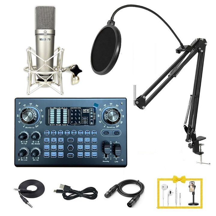 Combo Mic thu âm hát tại nhà Max-79 kết hợp sound car C100