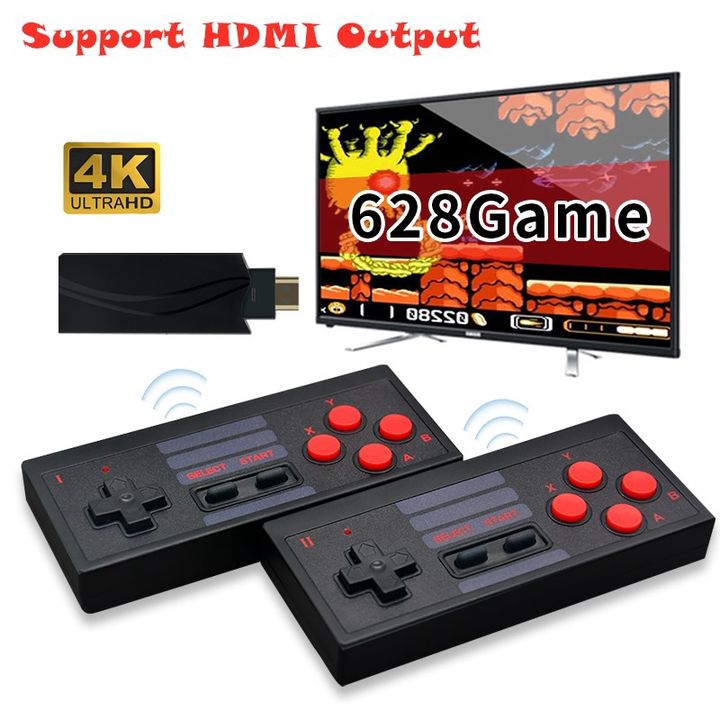 Máy chơi game 4 nút RS65 HDMI tay cầm không day tích hợp 628 game