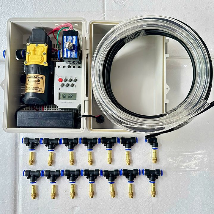 Combo phun sương tưới cây tự động 15 béc có tủ điện dùng timer ( tủ điên van từ timer)