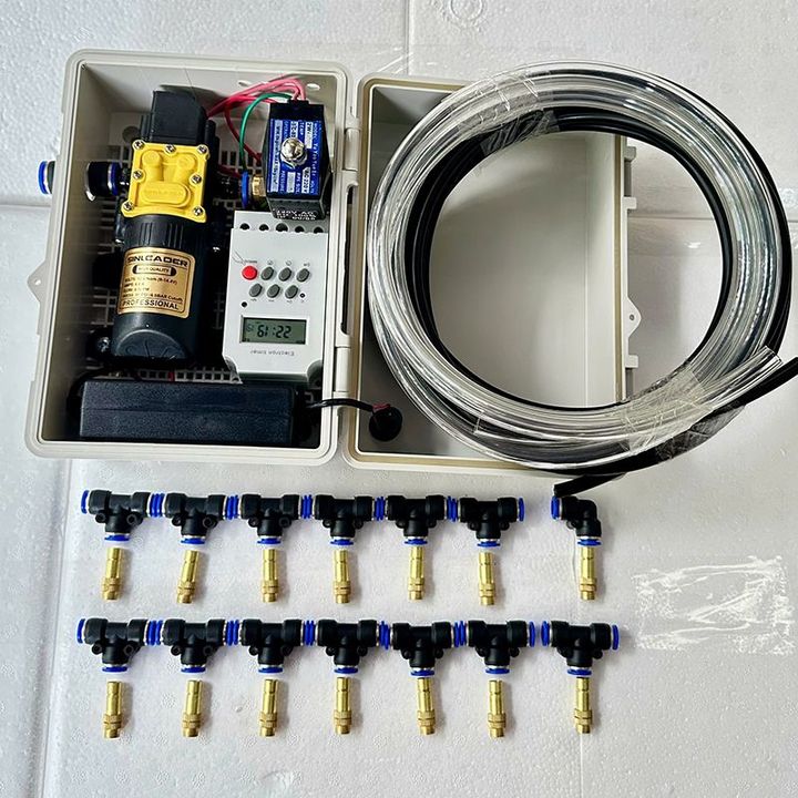 Combo phun sương tưới cây tự động 15 béc có tủ điện dùng timer ( tủ điên van từ timer)