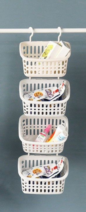 Giỏ nhựa có móc treo cho nhà tắm phòng bếp đa năng (Loại trung)