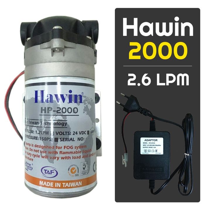 Bơm phun sương Hawin HP 2000 chính hãng - 2.6 LPM (Hỗ trợ 30 - 50 Béc)