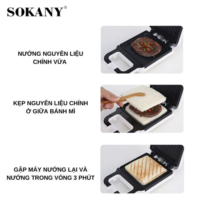 Máy Nướng Bánh Mì Máy Kẹp Bánh Mì Sandwich SOKANY SKN-13812