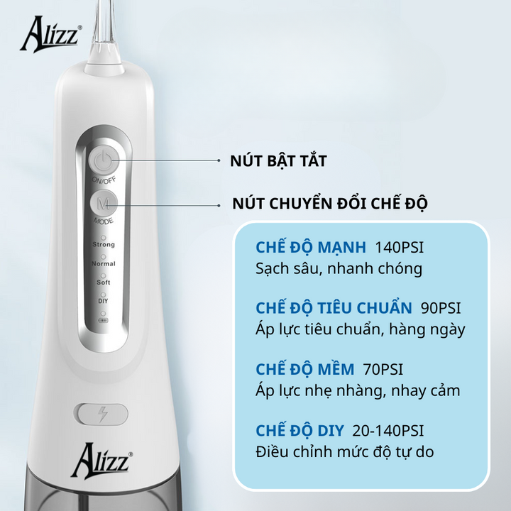 Tăm nước cầm tay 4 chế độ ALIZZ AL-14235