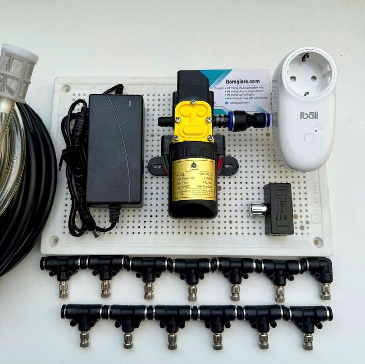 Hệ thống bộ phun sương tự động bằng wifi 20 béc bơm OM1521 + ổ wifi
