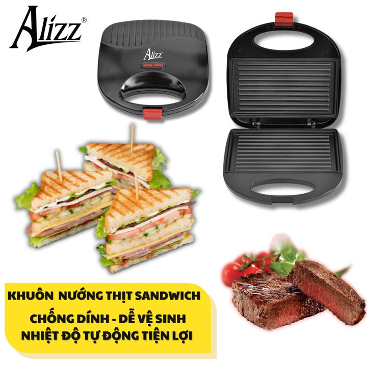 Máy Nướng Bánh Mì Sandwich, Nướng Thịt 750W ALIZZ AL-13653