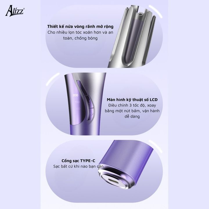 Máy Uốn Tóc Tự Động Không Dây Trục 32mm AL-14545