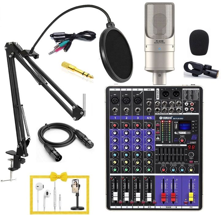 Bộ mic livestream, thu âm , karaoke PCk200 với Mixer M4 plus