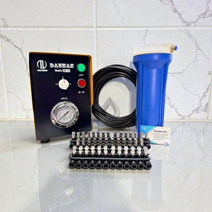 Trọn bộ phun sương 50 đầu phun - Bơm Daehan DH 50