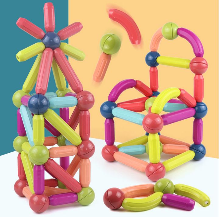 Bộ đồ chơi xếp hình nam châm dạng que 36 chi tiết chất liệu nhựa nguyên sinh ABS an toàn cho bé