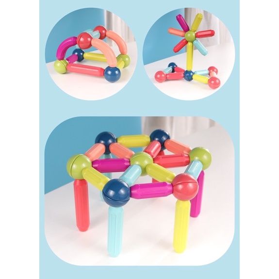 Bộ đồ chơi xếp hình nam châm dạng que 36 chi tiết chất liệu nhựa nguyên sinh ABS an toàn cho bé